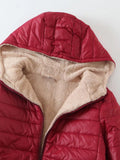 FLEECE QUILTED COTTON THERMAL SLIM ZIPPER DOWN JACKET