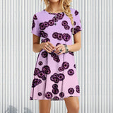 XS-5XL Summer New Printing Many Flowers short sleeve 3D Dress