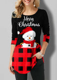 Hem Long Sleeve Cute Christmas Tops