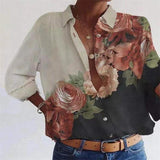 Rose print casual loose shirt