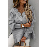 Winter Lace V-neck Sweater