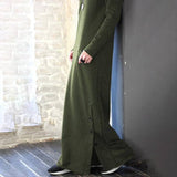 Long Fleece Sweatshirt Casual Pullovers Long Sleeve Button Maxi Dress