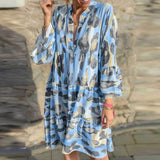 Multicolor Leopard Print V-Neck Loose Casual Dress