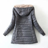 FLEECE QUILTED COTTON THERMAL SLIM ZIPPER DOWN JACKET