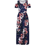 Stylish Floral Short Sleeve Maxi Dress