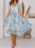 Cristal blue print chiffon dress