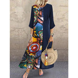 Abstract Painting Stitching Long Skirt