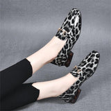 Bright leather leopard print mid-heel shoes(FREE SHIPPING)