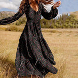 Stylish Ruffle Maxi Casual Puff Sleeve Dress