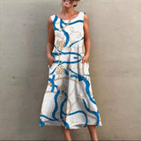 Sleeveless Tie Dye Loose Women Round Neck Sleeveless Dress