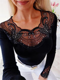 V-Neck Off Shoulder Beaded Tops