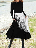 Casual Loose Vintage Floral Long Sleeves Dress