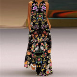 Retro Plus Size Floral Maxi Dress V-Neck