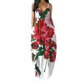 Side Pocket Printed Spaghetti Strap Maxi Dress