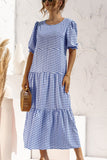 Polka Dot Plaid Print Robe Maxi Dress