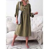 Loose button mid-length dress