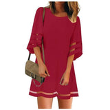 Vintage 3/4 Flare Sleeve Hollow Party Dress