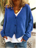 Winter Knitted Wool Blend V-neck Sweater Coat