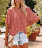 Short Sleeve Lace Chiffon Top