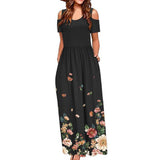 Stylish Floral Short Sleeve Maxi Dress