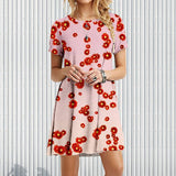 XS-5XL Summer New Printing Many Flowers short sleeve 3D Dress