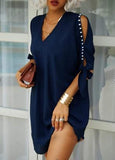 Sexy V-Neck Casual Solid Loose Dress