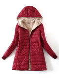 FLEECE QUILTED COTTON THERMAL SLIM ZIPPER DOWN JACKET