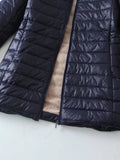 FLEECE QUILTED COTTON THERMAL SLIM ZIPPER DOWN JACKET