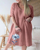 Women's half Sleeves V-neck Print summer Dress