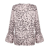 Leopard print stitching casual loose long-sleeved shirt