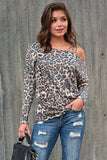 Fashion leopard off-shoulder base shirt