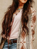 Printed long sleeves long knitted jacket