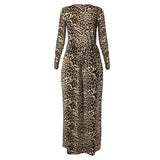 Leopard Print Pocket Design Bodycon Maxi Dress