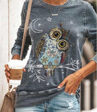 Casual owl print stretch top