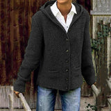 Fleece Hooded Button Up Soft Jacket