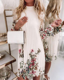 Elegant Floral Printed Knee-length Dress