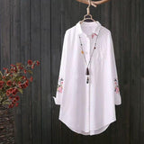 Little cherry mid-length long-sleeved plus size embroidered shirt