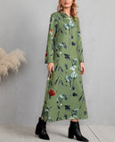 V-neck Green Medium Length Dress