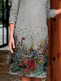 Floral fashion long-sleeved casual dress