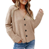 Long-Sleeved Woolen Cardigan Button Knit Jacket