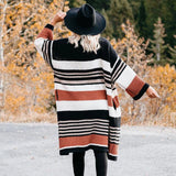 Bohemian Striped Flare Sleeve Cardigan