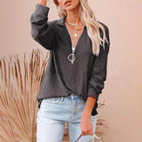 Fashion Lapel Casual Zipper T-shirt