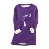 Printed plush sweater-cat head (S-5XL)