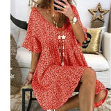 Shirt Sexy V Neck Boho Floral Print Dress