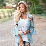 Floral Printed Lace Patchwork Chiffon Cardigan