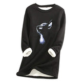 Printed plush sweater-cat head (S-5XL)