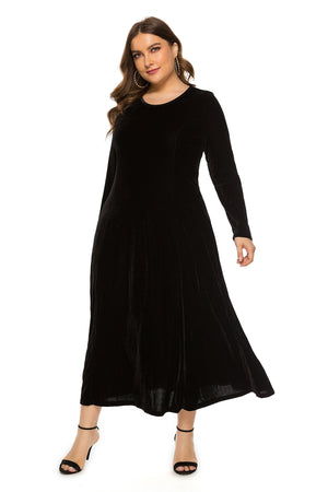 Long Sleeves Velvet Plus Size Dress