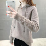 Casual Hooded Sweater Women New Autumn Winter Korean Loose Long Sleeve Tops