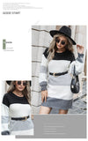 Splicing Knit Round Leader Sleeve Set Skirt