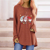 Print Loose Round Neck Long Sleeve T-shirt